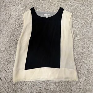 J. Crew Black and Cream Colorblock Sleeveless Silk shell